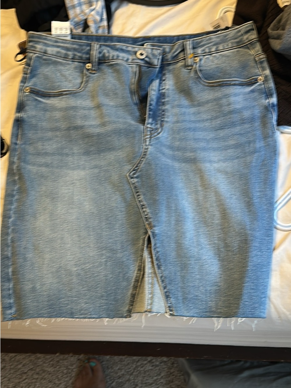 NWT Buffalo David Bitton Sophia Light Blue Denim Midi Skirt high rise - Picture 2 of 3
